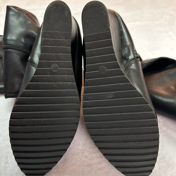 Lane Bryant Black Manmade Material Thigh Zippered Wedge Boot Lined 9 Wide - Picture 13 of 14